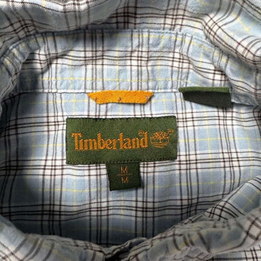 Timberland Blue and Yellow Plaid Button Up Shirt, Size Medium - Picture 4 of 6